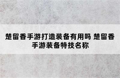 楚留香手游打造装备有用吗 楚留香手游装备特技名称